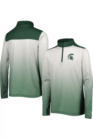 Colosseum Girls Sports Jackets - Youth Boys and Girls White, Green Michigan State Spartans Max Quarter-Zip Jacket