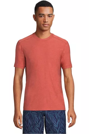 Lands' End Men Short Sleeved T-Shirts - Men's Tall Short Sleeve Upf 50 Swim Tee Rash Guard