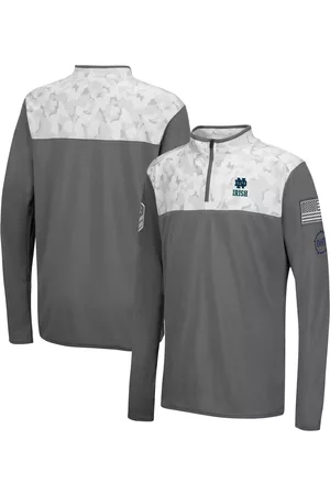 Colosseum Girls Sports Jackets - Youth Boys and Girls Charcoal, White Notre Dame Fighting Irish Oht Military-Inspired Appreciation Badge Ii Quarter-Zip Jacket