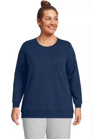 Lands' End Women Sweatshirt Tunics - Women's Plus Size Serious Sweats Crewneck Long Sleeve Sweatshirt Tunic