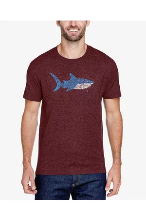 La Pop Art Men Short Sleeved T-Shirts - Men's Premium Blend Daddy Shark Word Art Short Sleeve T-shirt