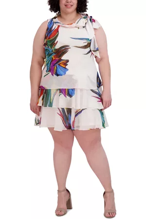 Robbie Bee Women Sleeveless Dresses - Plus Size Sleeveless Tiered Chiffon Shift Dress