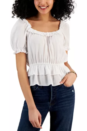 Kingston Grey Girls Tops - Juniors' Short-Sleeve Ruffle-Hem Peplum Top