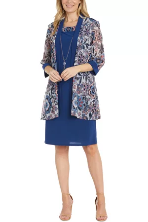 R & M Richards Women Casual Dresses - Women's 2-Pc. Printed Power-Mesh Swing Jacket & Necklace Dress