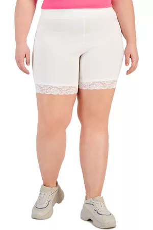 Full Circle Women Shorts - Trendy Plus Size Lace-Trim Bike Shorts