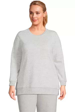 Lands' End Women Sweatshirt Tunics - Women's Plus Size Serious Sweats Crewneck Long Sleeve Sweatshirt Tunic