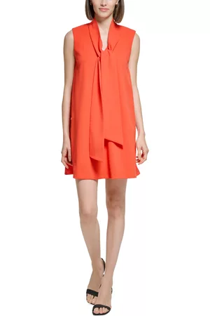 Calvin Klein Women Sleeveless Dresses - Women's Tie-Neck Sleeveless Shift Dress