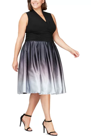 Sl Fashions Women Sleeveless Dresses - Plus Size Sleeveless Ruched-Waist Dress