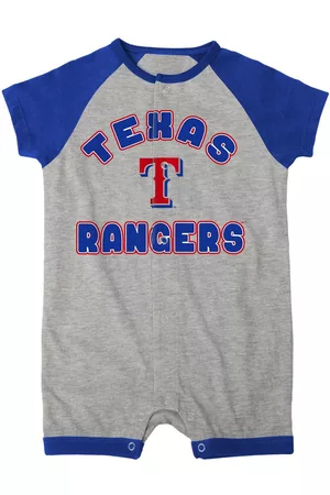 Outerstuff Girls T-Shirts - Infant Boys and Girls Texas Rangers Extra Base Hit Raglan Full-Snap Romper
