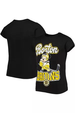 Outerstuff Girls Sports T-Shirts - Youth Girls Boston Bruins Mickey Mouse Go Team Go T-shirt