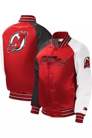 Starter Girls Varsity Jackets - Youth Boys and Girls New Jersey Devils Raglan Full-Snap Varsity Jacket