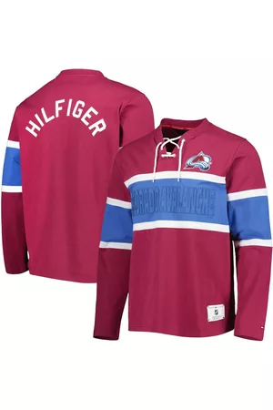 Tommy Hilfiger Men Long Sleeved Shirts - Men's Colorado Avalanche Walter Lace-Up Long Sleeve Top