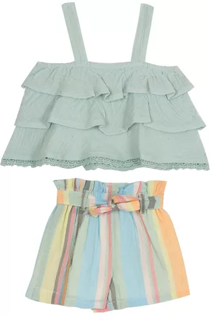 Rare Editions Girls Sets - Toddler Girls Flutter Top and Striped Shorts, 2 Piece Set