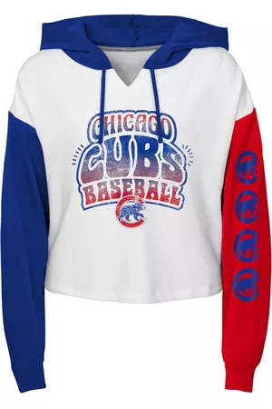 Outerstuff Girls Sports Hoodies - Girls Youth Chicago Cubs Color Run Cropped Hooded Sweatshirt