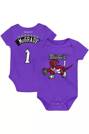 Mitchell & Ness Girls Swimsuits - Infant Boys and Girls Tracy McGrady Toronto Raptors Hardwood Classics Name and Number Bodysuit