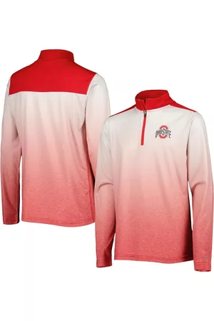 Colosseum Girls Sports Jackets - Youth Boys and Girls White, Scarlet Ohio State Buckeyes Max Quarter-Zip Jacket