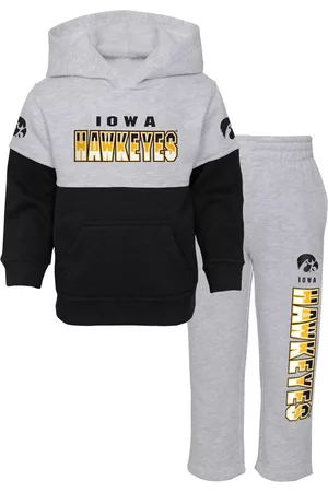 Outerstuff Girls Sports Hoodies - Toddler Boys and Girls Heather Gray, Black Iowa Hawkeyes Playmaker Pullover Hoodie and Pants Set