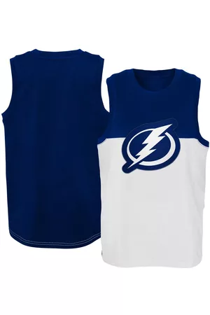 Outerstuff Girls Tank Tops - Youth Boys and Girls White, Blue Tampa Bay Lightning Revitalize Tank Top