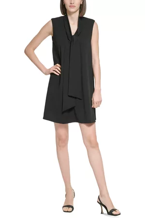 Calvin Klein Women Sleeveless Dresses - Women's Tie-Neck Sleeveless Shift Dress