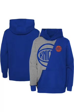 Outerstuff Girls Hoodies - Youth Boys and Girls Heather Gray, Blue New York Knicks Unrivaled Split Pullover Hoodie
