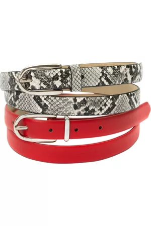 I.N.C. International Concepts 2-Pk Snake & Solid Belt, Created for Macy
