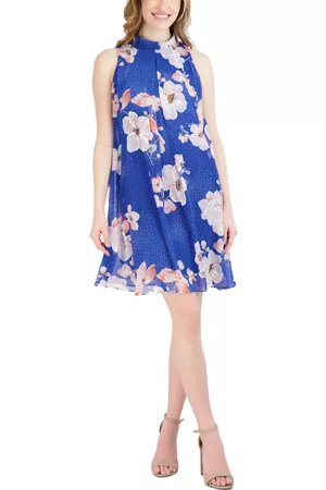 Robbie Bee Women Printed Dresses - Petite Printed Chiffon Trapeze Dress