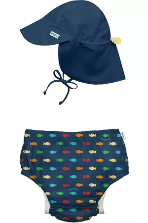 Green Sprouts Girls Bandeau Bikinis - Baby Boys or Baby Girls Snap Swim Diaper and Flap Hat, 2 Piece Set