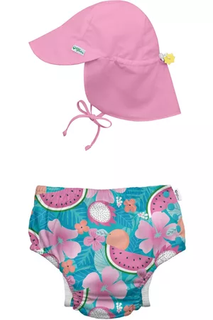 Green Sprouts Girls Bandeau Bikinis - Baby Boys or Baby Girls Snap Swim Diaper and Flap Hat, 2 Piece Set