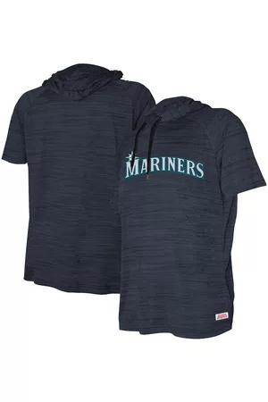 Stitches Girls Sports Hoodies - Youth Boys and Girls Seattle Mariners Raglan Short Sleeve Pullover Hoodie