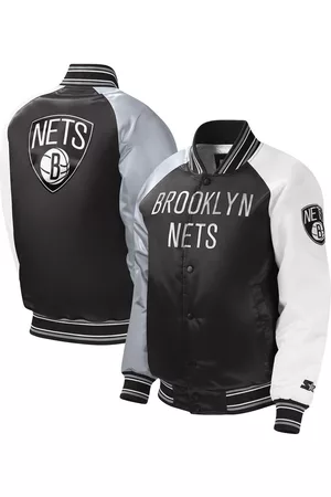 Starter Girls Varsity Jackets - Youth Boys and Girls Brooklyn Nets Raglan Full-Snap Varsity Jacket