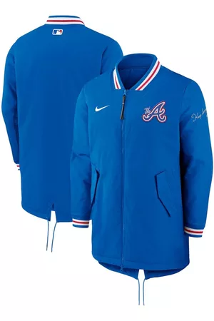Nike Men Long Sleeved Shirts - Men's Atlanta Braves 2023 City Connect Authentic Collection Dugout Long Sleeve Full-Zip Jacket