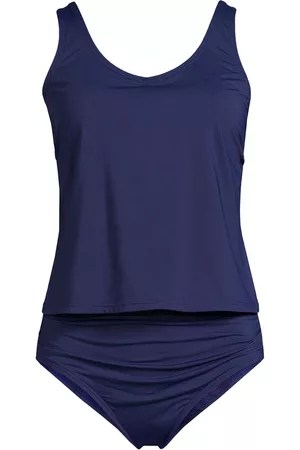 Lands' End Women Tankinis - Women's Plus Size V-neck One Piece Fauxkini Swimsuit Faux Tankini Top