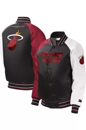 Starter Girls Varsity Jackets - Youth Boys and Girls Miami Heat Raglan Full-Snap Varsity Jacket