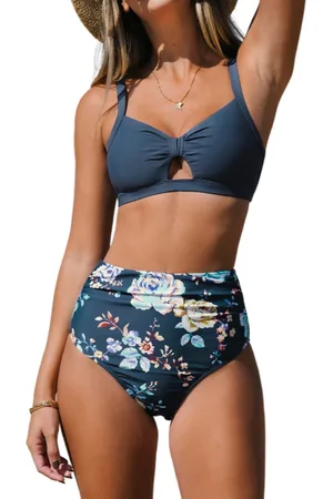 CUPSHE Women's High Waist Bikini Swimsuit Ruffle Floral Print Two Piece Bathing  Suit, XS Blue : : Clothing, Shoes & Accessories