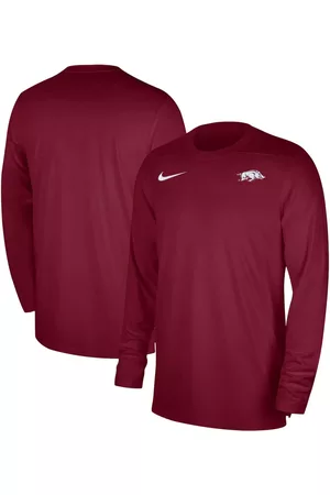 Nike Men Long Sleeved Shirts - Men's Arkansas Razorbacks Sideline Coaches Long Sleeve Performance Top