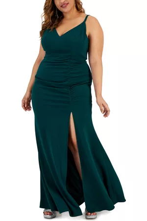 Emerald Sundae Women Evening Dresses - Trendy Plus Size Side-Shirred Gown