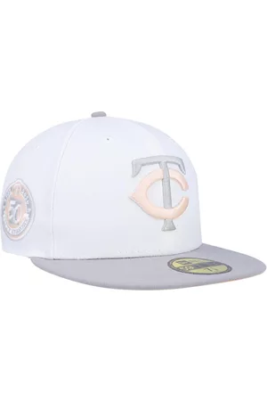 New Era Men Hats - Men's White, Gray Minnesota Twins 50th Anniversary Side Patch Peach Undervisor 59FIFTY Fitted Hat