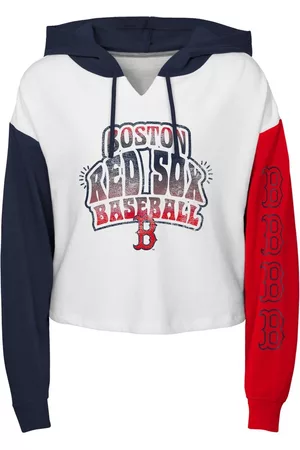 Outerstuff Girls Sports Hoodies - Girls Youth Boston Red Sox Color Run Cropped Hooded Sweatshirt
