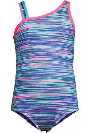 Lands' End Girls Swimsuits - Child Girls Plus One Shoulder One Piece Swimsuit
