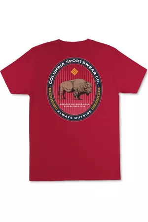 Columbia Men Short Sleeved T-Shirts - Men's Benjamin Bison Short-Sleeve Crewneck Graphic T-Shirt