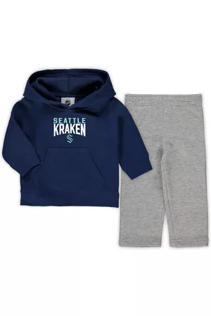 Outerstuff Girls Hoodies - Toddler Boys and Girls Deep Sea Blue, Heathered Gray Seattle Kraken Fan Flare Pullover Hoodie and Pants Set