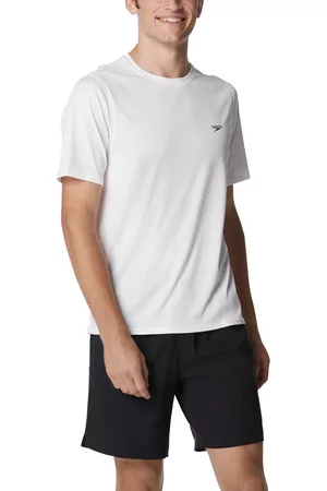 Speedo Men Short Sleeved T-Shirts - Men's Short Sleeve Crewneck Graphic Swim T-Shirt