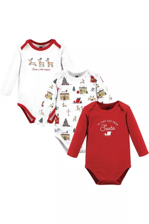 Hudson Rompers - Unisex Baby Cotton Long-Sleeve Bodysuits, North Pole, 3-Pack