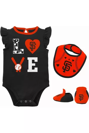Outerstuff Newborn and Infant Boys and Girls Black and Orange San Francisco Giants Three-Piece Love of Baseball Bib, Bodysuit and Booties Set - Black, Orange