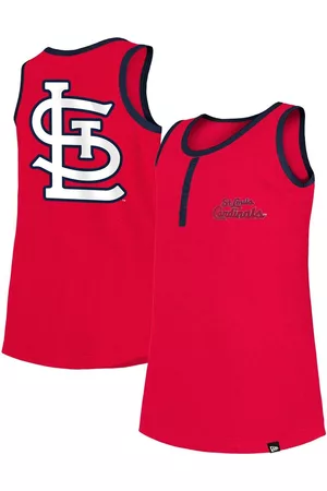 New Era Girls Tank Tops - Youth Girls St. Louis Cardinals Henley Tank Top
