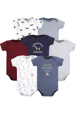 Hudson Baby Rompers - Infant Boy Cotton Bodysuits, Boy Dogs, 7-Pack