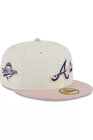 New Era Men Hats - Men's White, Pink Atlanta Braves Chrome Rogue 59FIFTY Fitted Hat