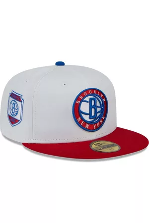 New Era Men Hats - Men's White, Red Brooklyn Nets 59FIFTY Fitted Hat