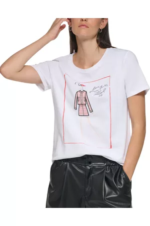 Karl Lagerfeld Women T-Shirts - Women's Tweed Fashion Girl T-Shirt