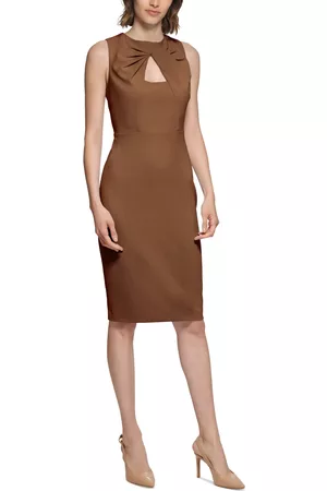 Calvin Klein Women V-Neck Dresses - Women's Twist-Neck Cutout Sheath Dress